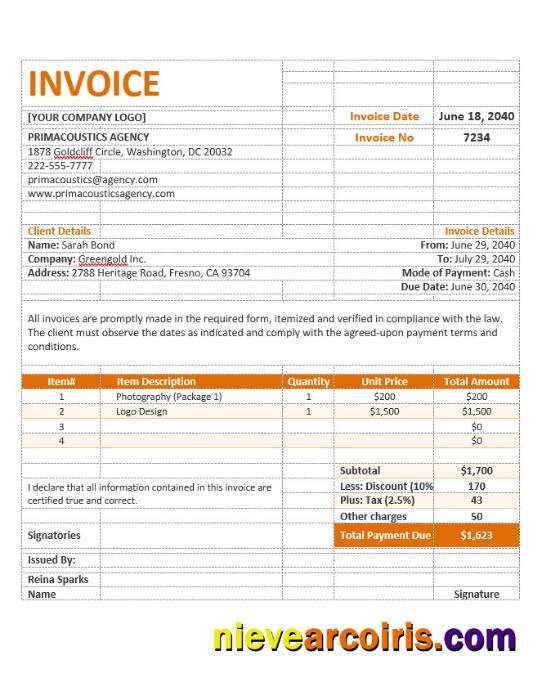 Sample Agency Invoice